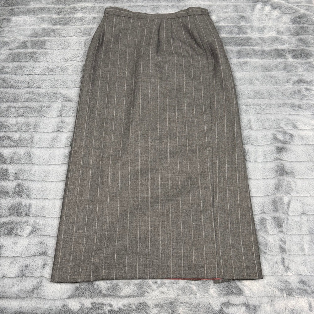 Talbots Petites Gray Pinstripe 100% Wool Maxi Skirt Vintage Size 6P Made in USA